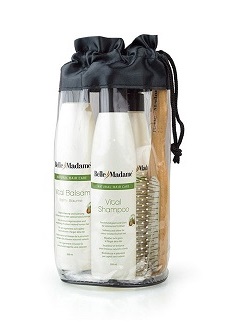 Zestaw do pielęgnacji peruk z włosów naturalnych Belle Madame (szampon 200ml + balsam 200ml + odżywka bez spłukiwania 200 ml + szczotka)